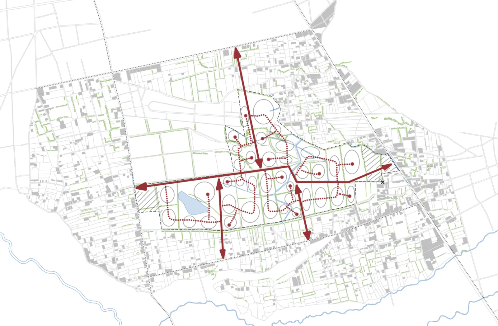 Esquema estratégico de análisis territorial: ejes, conexiones y trama urbana