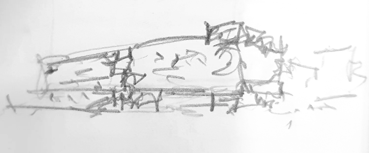 Boceto volumétrico del concesionario